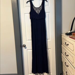 Navy Maxi Dress with Lace Detail
